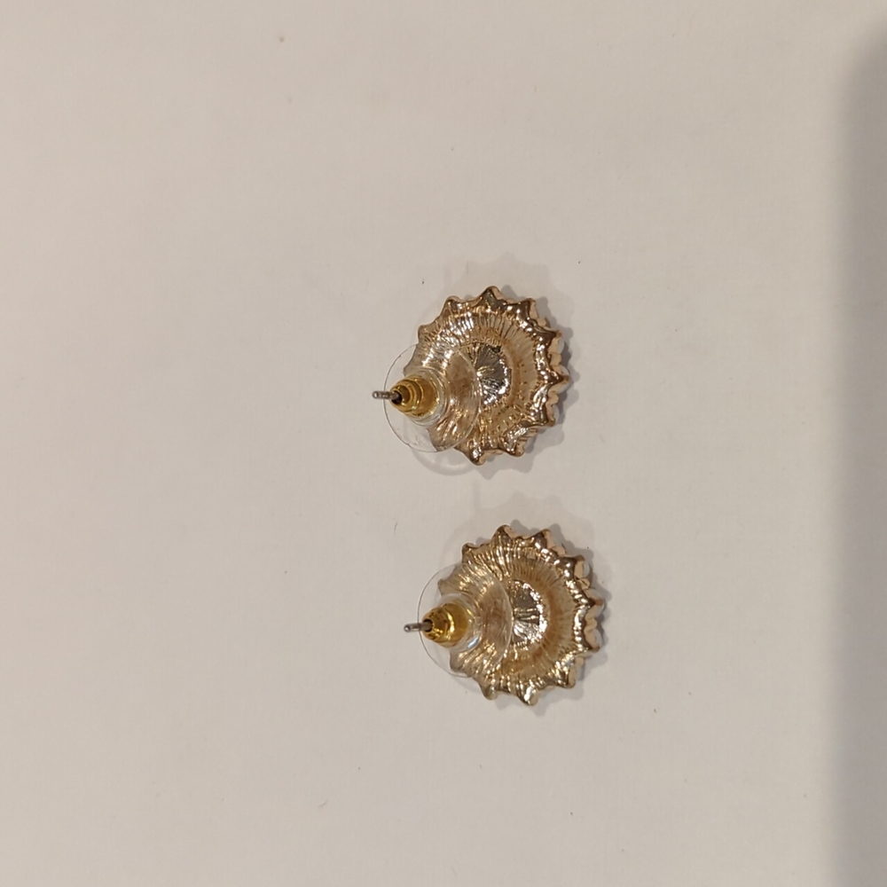 Faux pearl and pink topaz earrings - Picture 3 of 4